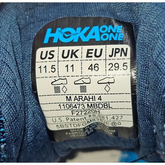 Hoka One Men’s Majolica Blue Arahi 4 Road Running Sneakers Shoes Size 11.5 2515 - Picture 8 of 16
